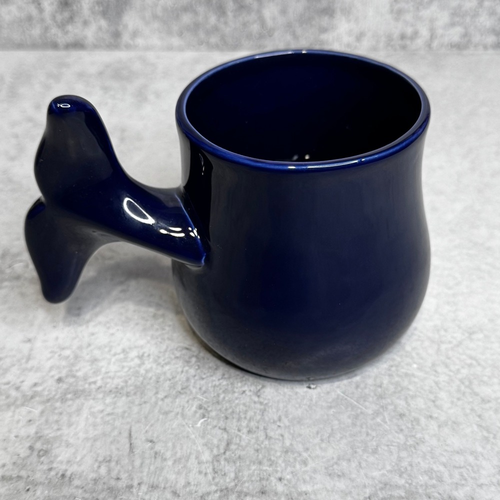 Dennis East International DEI Navy Blue Whale Tail Handle Ceramic Coffee Mug - Picture 4 of 8
